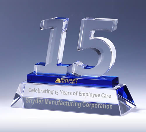 crystal 15 years of service award