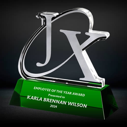 custom letter cut crystal award