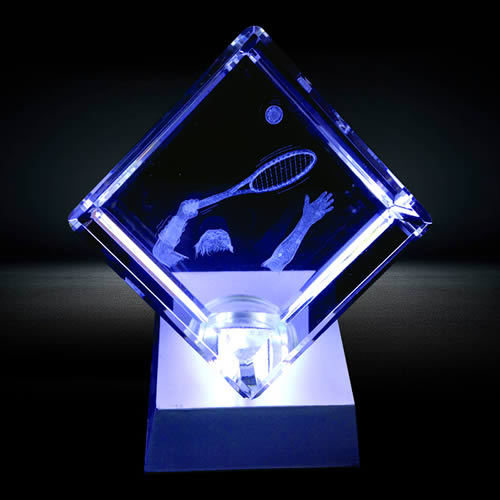 3d crystal cube tennis player award