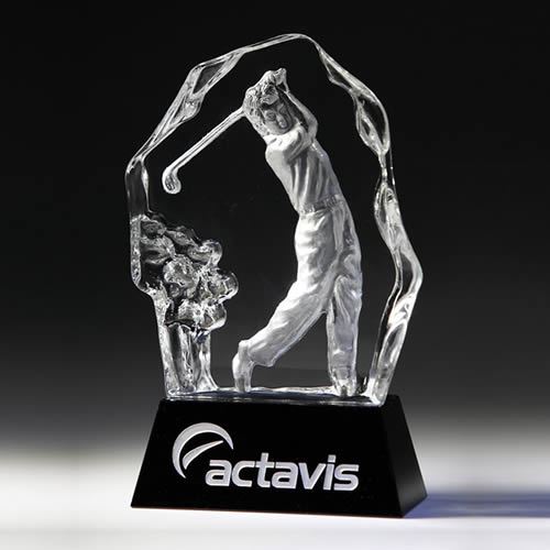 3d crystal golfer award