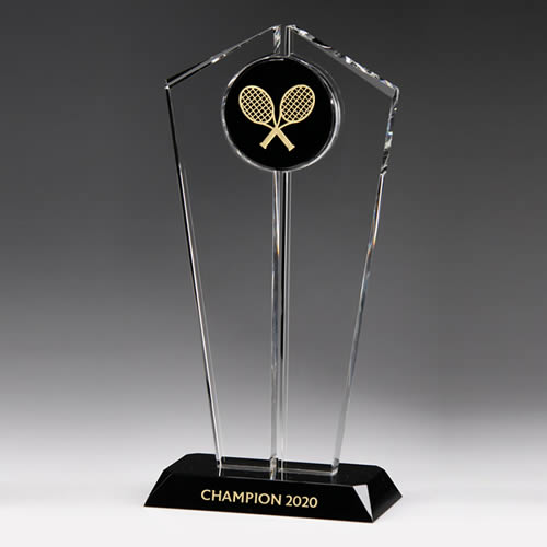 large crystal tennis award trophy