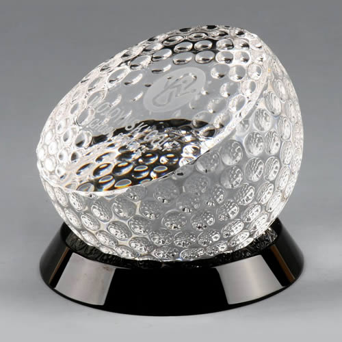 slant face golf ball crystal award