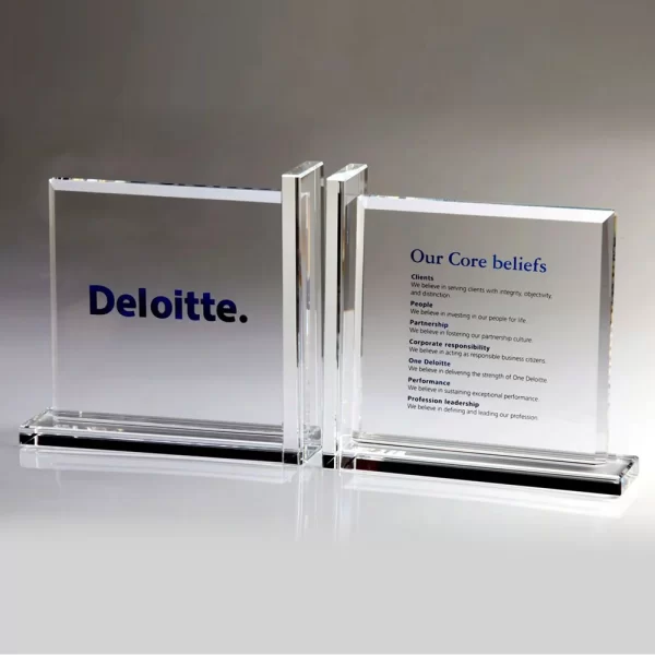 square crystal bookends award