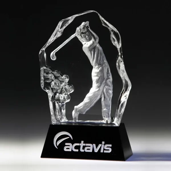 3d golfer sculpture crystal iceberg golf award