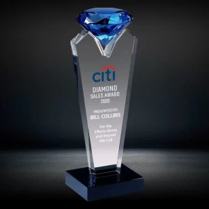 blue crystal diamond trophy award