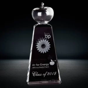 clear crystal apple trophy award