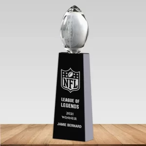 crystal football tower trophy