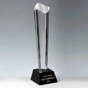crystal torch trophy award