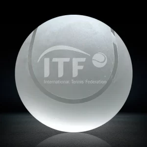 frosted crystal tennis ball paperweight award