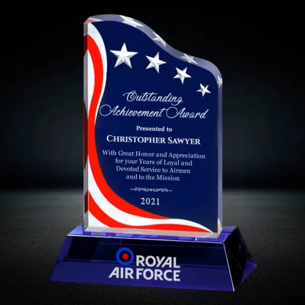full color printed American flag crystal award