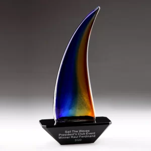 multi-color sailboat art glass award
