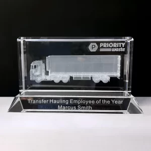 3d crystal 18 wheeler truck award