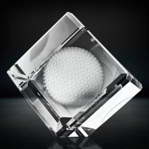 3d golf ball crystal cube paperweight