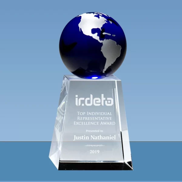 blue crystal globe award