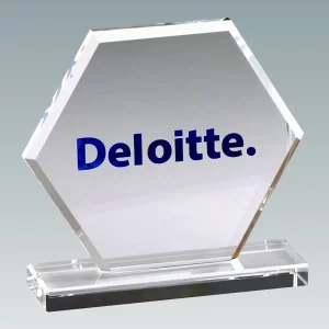 clear crystal hexagon plaque award