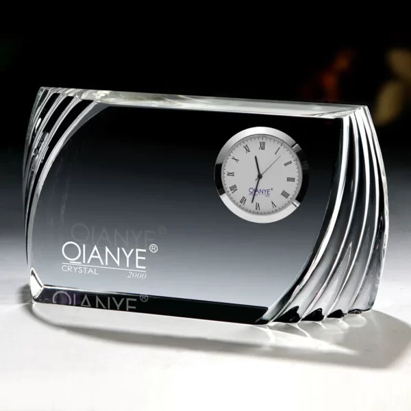 corporate crystal desk clock gift award