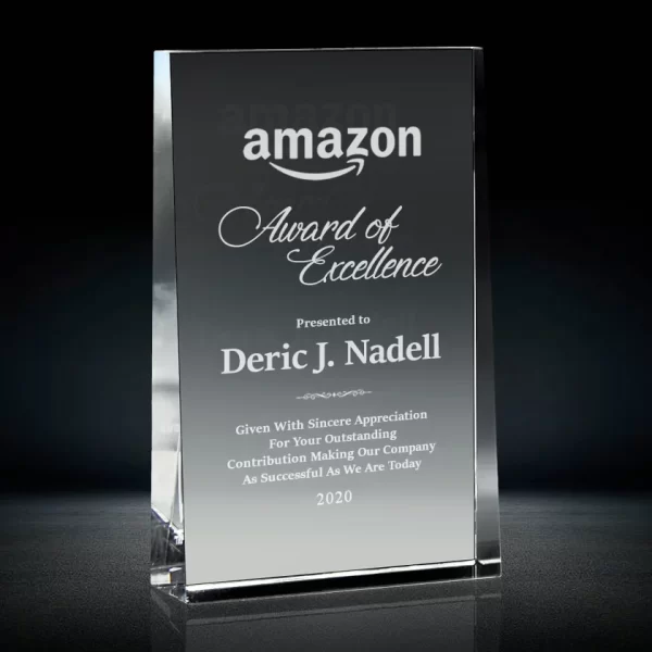 rectangle crystal wedge plaque award