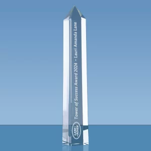 faceted crystal obelisk tower award