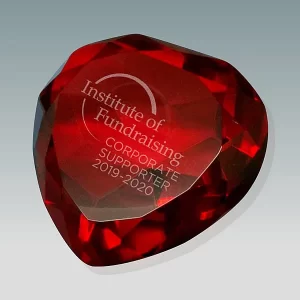 faceted crystal red heart paperweight gift