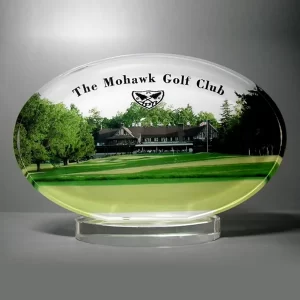 full color photo engraved crystal oval plaque award