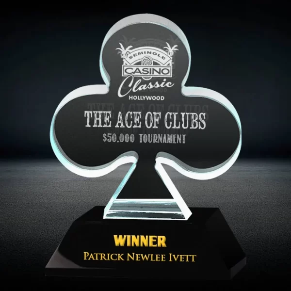 poker ace of clubs crystal award