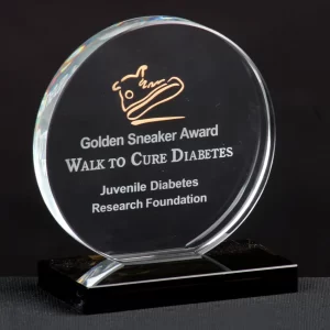 round crystal plaque award