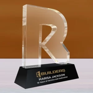 alphabet letter R crystal award