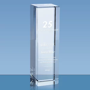 clear crystal rectangular column award