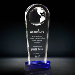 crystal globe tower plaque award
