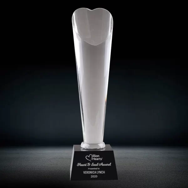 crystal heart tower trophy award