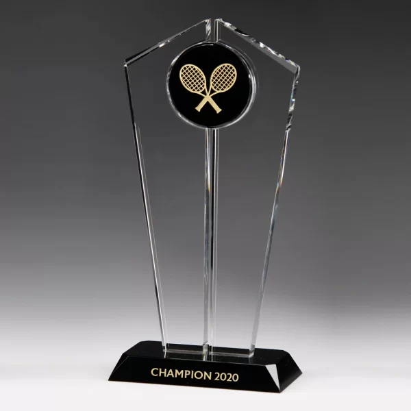 large crystal tennis trophy award