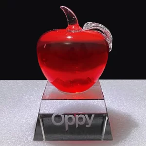 optical crystal red apple award