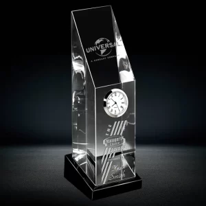 slanted crystal tower clock award