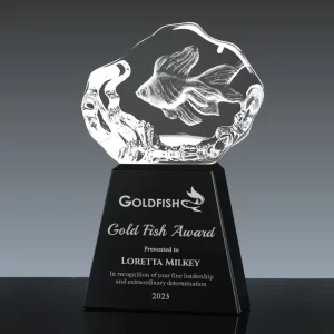 3d crystal goldfish award