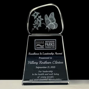 3d laser crystal butterfly trophy award