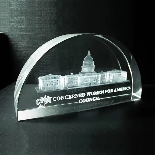 3d laser engraved crystal arch award