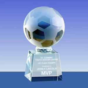 clear optical crystal soccer award