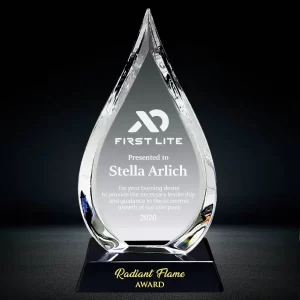 crystal flame shaped award
