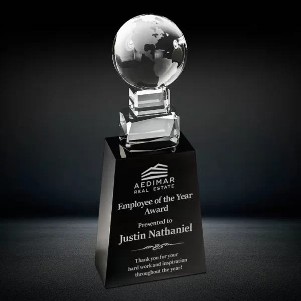 crystal world globe trophy