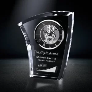 curved crystal clock award