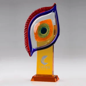 hand blown eye art glass trophy award