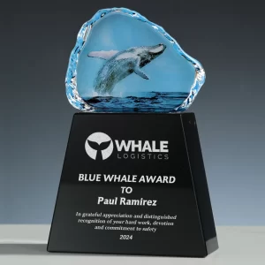 photo printed crystal whale award