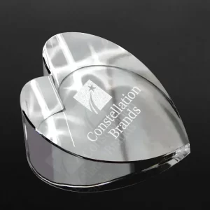 slanted heart crystal paperweight