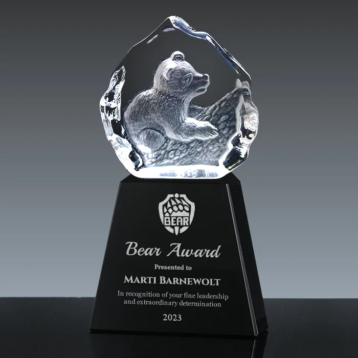 3d bear crystal award