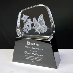 3d butterfly crystal award