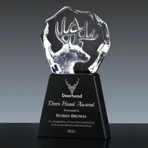 3d crystal deer head award