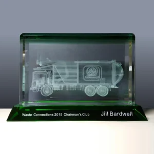 3d crystal front loader garbage truck award