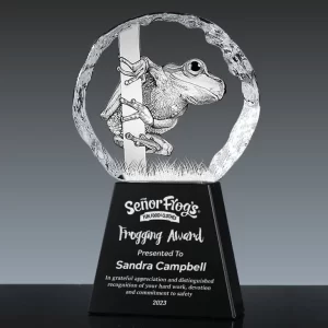 3d frog crystal award