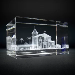 3d laser engraved building crystal rectangle block award