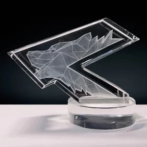 3d logo shaped crystal award